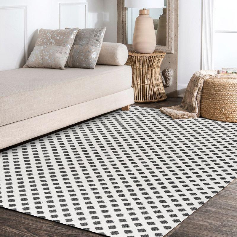 Rabat High-Low Pile Mini-Diamond Trellis Indoor/Outdoor Area Rug - JONATHAN Y