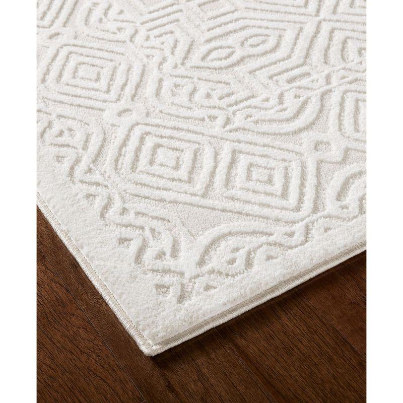 TOWN & COUNTRY LUXE Maya Medallion Indoor Area Rug with High-Low Texture, Ivory/Greige