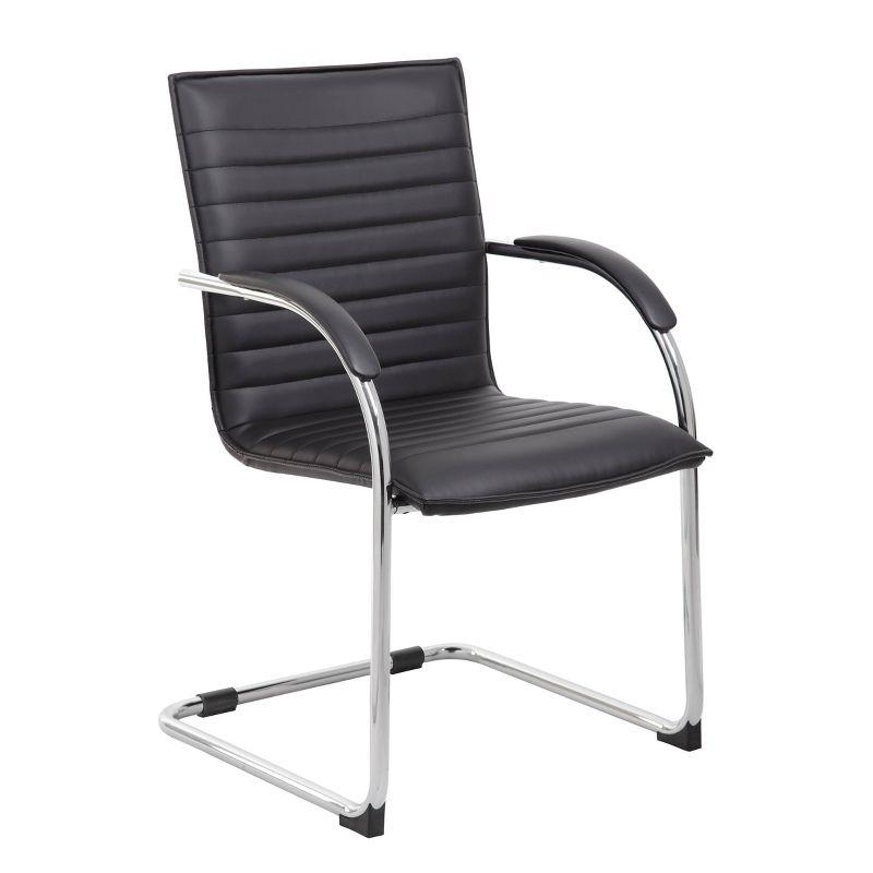 Luxurious Chrome Frame Black Vinyl Side Chair Set