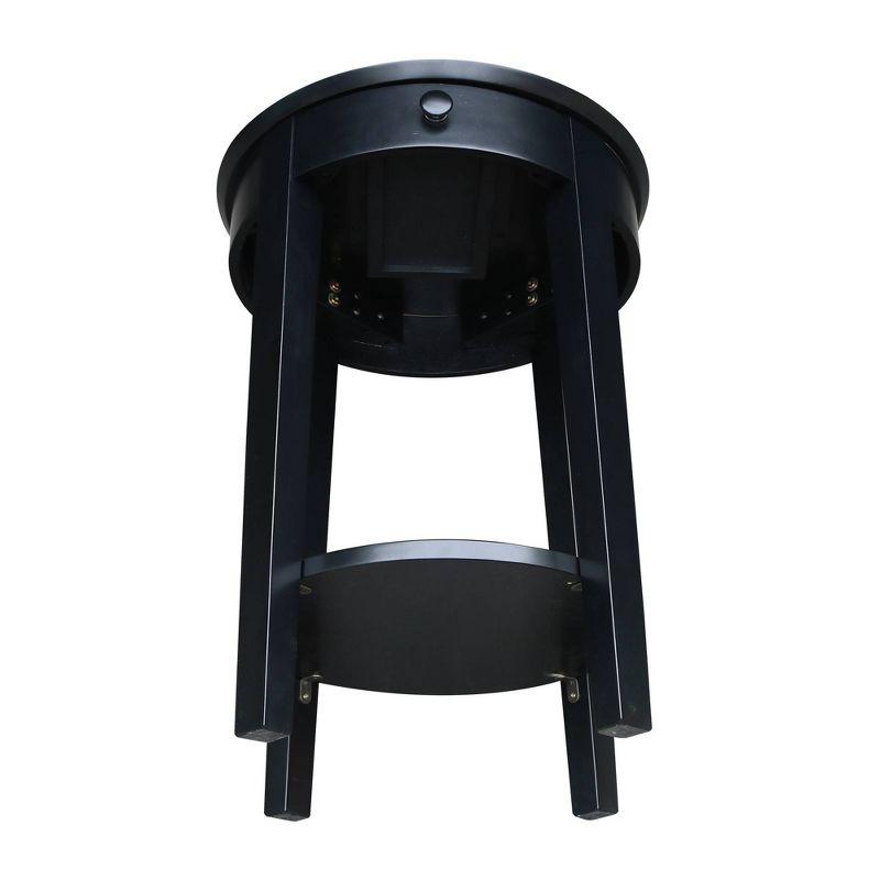 International Concepts Phillips Accent Table with Drawer Black: Solid Parawood, Mid-Century Modern, Square Shape