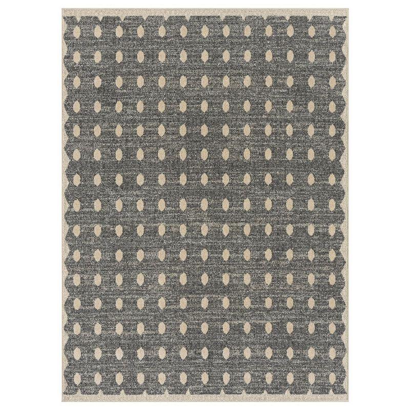 Anthracite Geometric Dots 2x3 Stain-Resistant Area Rug