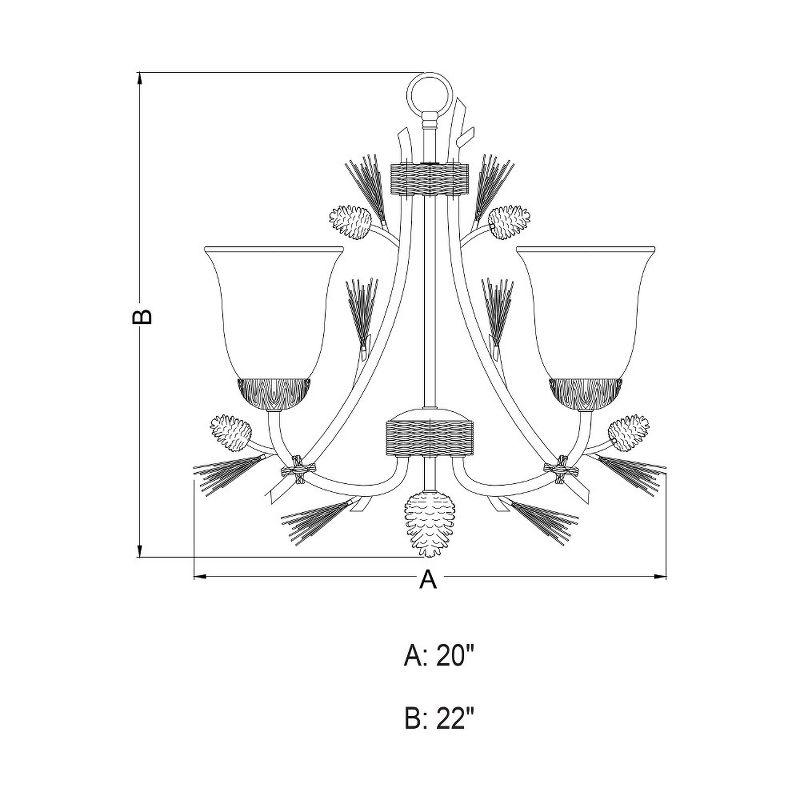 Sierra Mini 3-Light Chandelier in Black Walnut with Frosted Glass