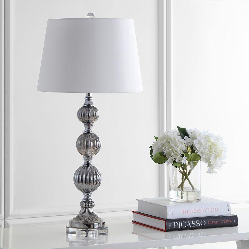 Vivienne 31" Silver Triple Sphere Table Lamp with Silk Shade