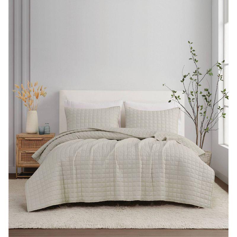 Brooklyn Loom 3pc Full/Queen Flax Linen Quilt Set Natural