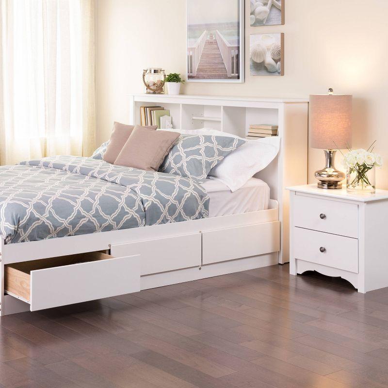 Prepac Monterey Headboard White (Full/Queen): Modern Storage Design, 3 Compartments, Adjustable Shelf