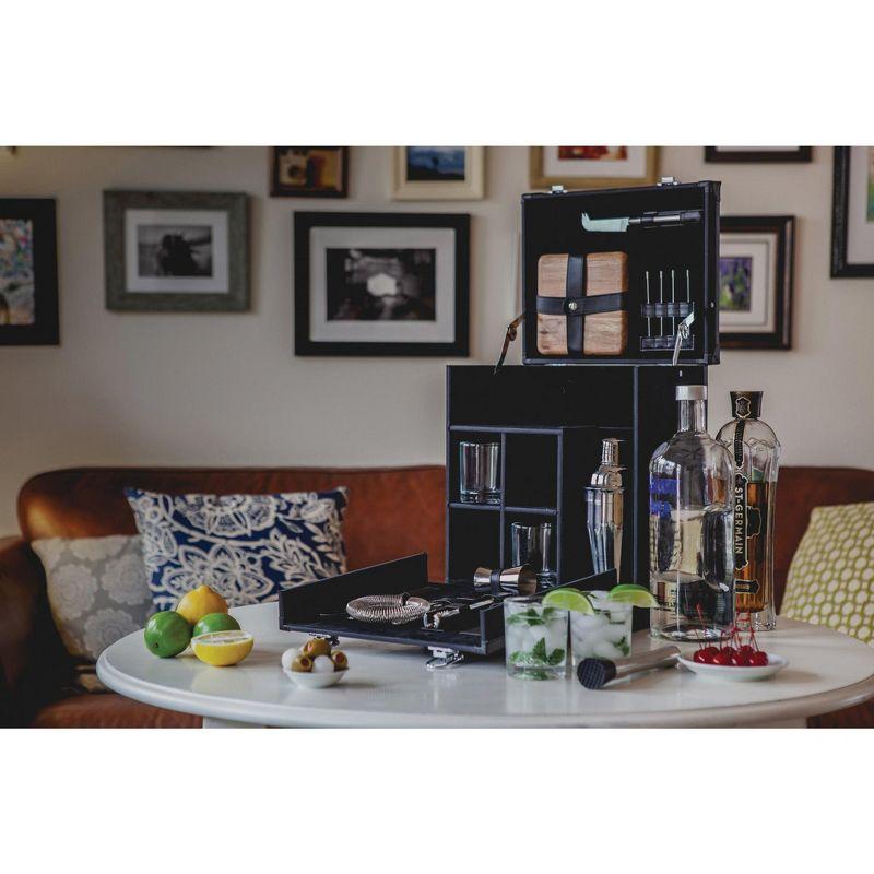 Hamilton Black Portable Cocktail Bar Set with Accessories