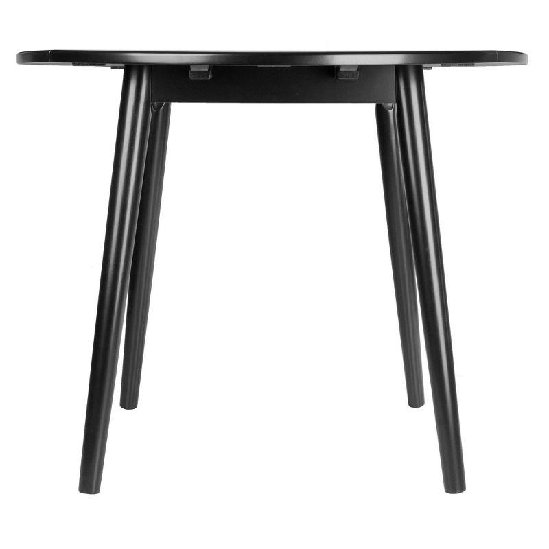 36" Moreno Round Drop Leaf Dining Table Black - Winsome: Space-Saving, Seats 4