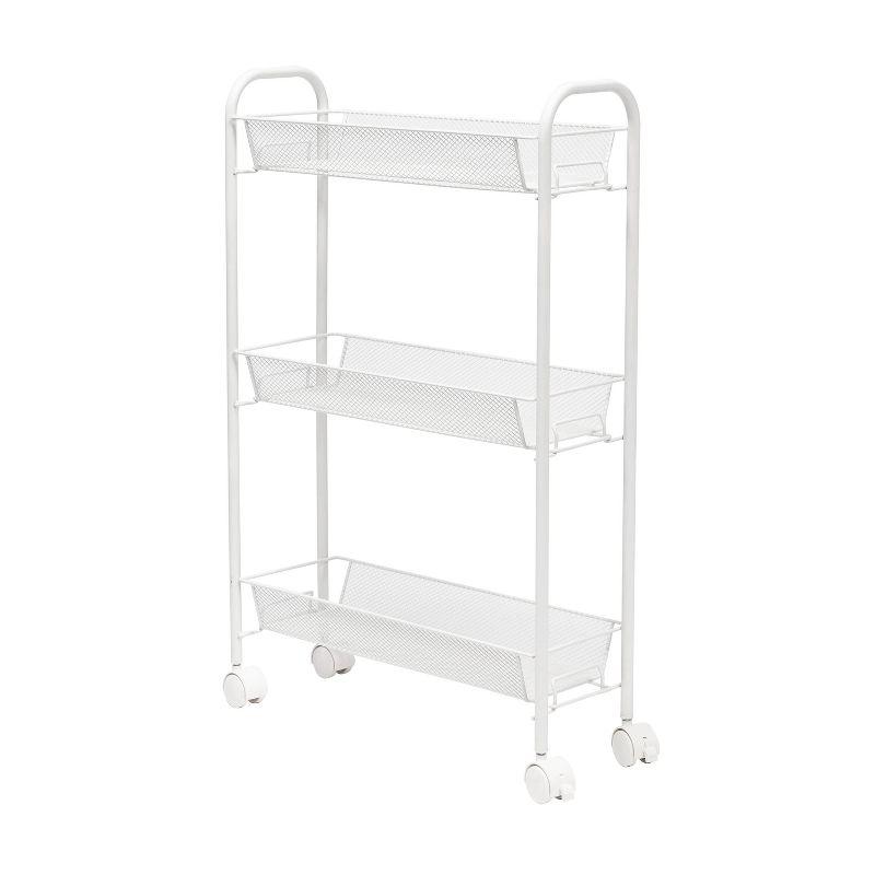 Slim 3-Tier Wire Rolling Storage Cart