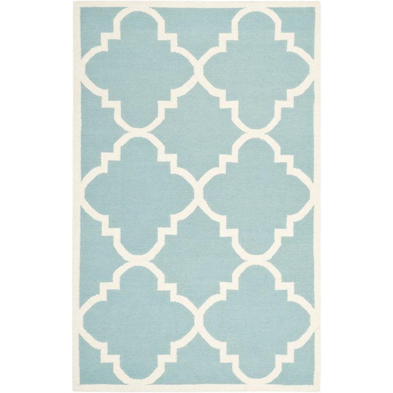 Dhurries DHU633 Hand Woven Area Rug - Light Blue/Ivory - 5'x8' - Safavieh.