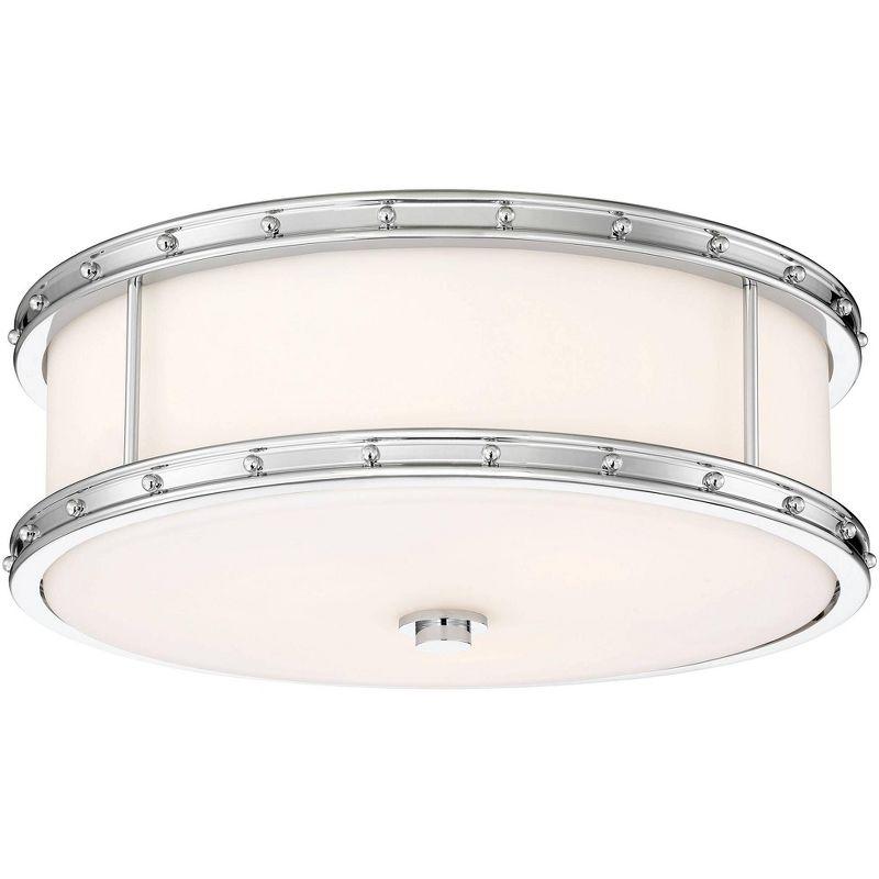 Minka Lavery Modern Ceiling Light Flush Mount Fixture 15 1/2" Chrome LED Etched Opal Glass Shade for Bedroom Kitchen Hallway House