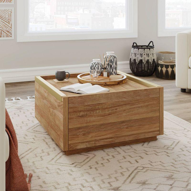 Manhattan Gate Coffee Table with Storage Sindoori Mango - Sauder: Modern Style, 2 Drawers, Lightweight Construction