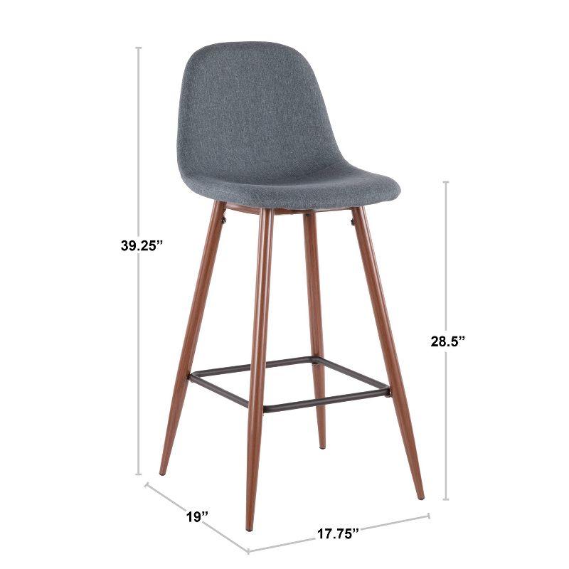Set of 2 Pebble Mid-Century Modern Barstools Walnut/Charcoal: Steel Frame & Upholstered Seat - LumiSource