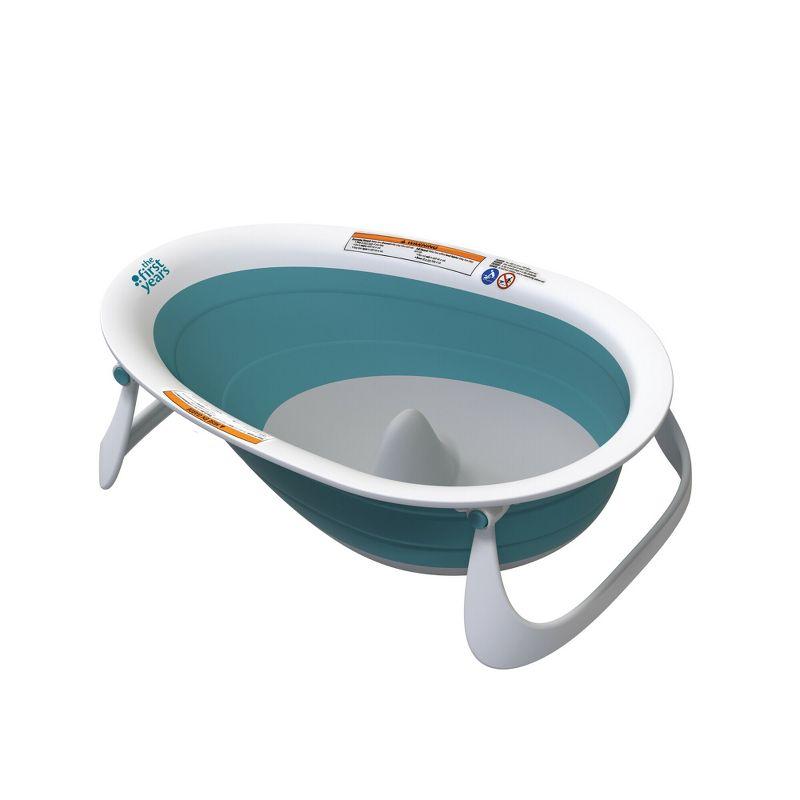 Teal and White Collapsible Newborn Baby Bathtub