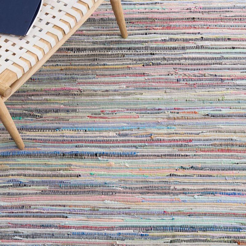 Grey and Multicolor Handwoven Cotton Square Area Rug