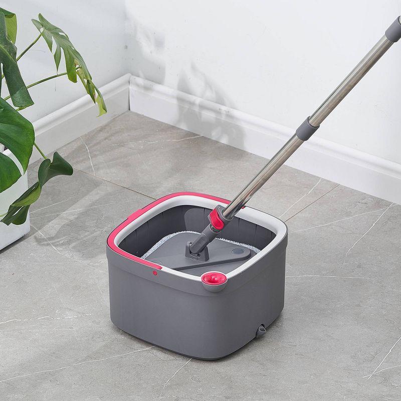 True & Tidy TrueClean Spin Mop & Bucket System with Silicone Sweeper