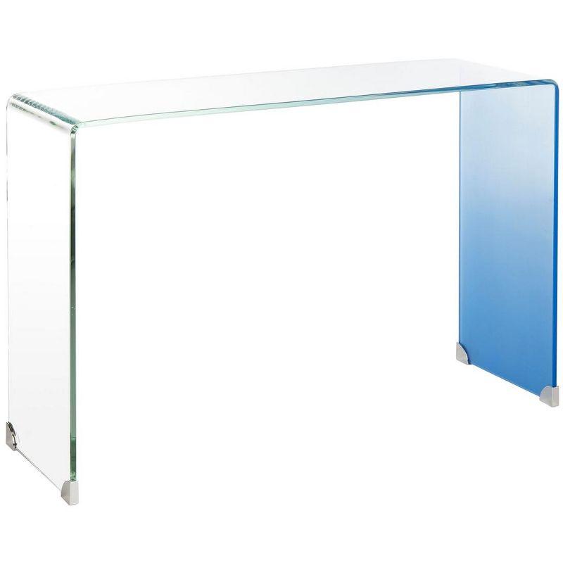 Crysta Ombre Glass Console Table - Clear/Blue - Safavieh
