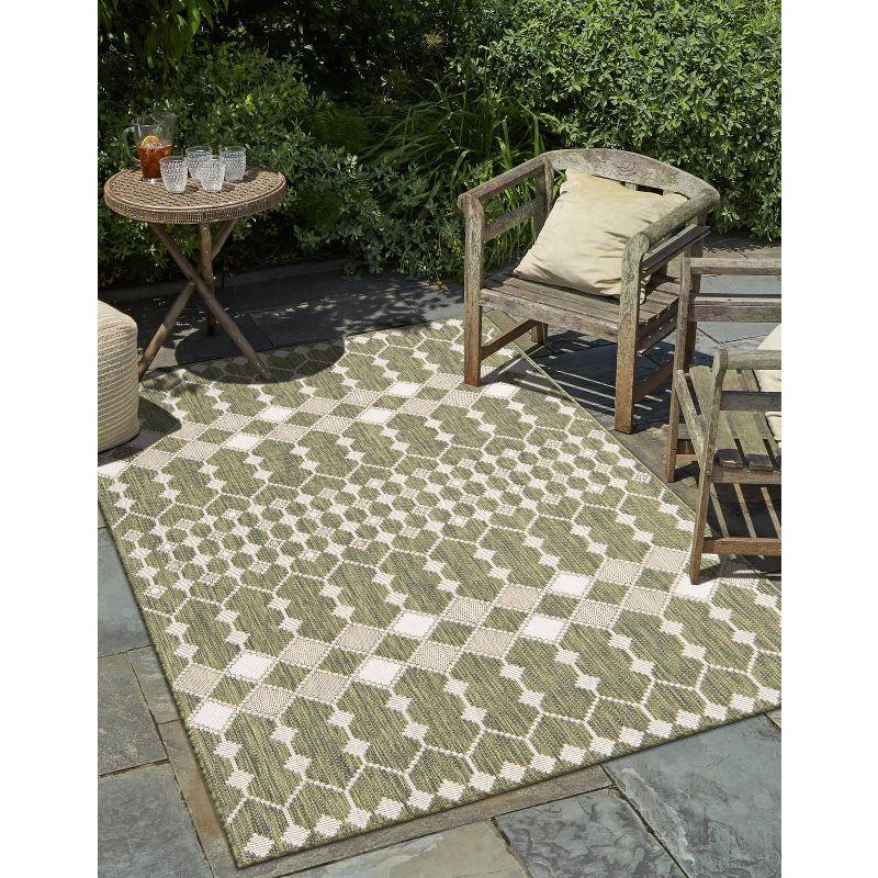 Green Trellis 9' x 12' Rectangular Washable Outdoor Rug