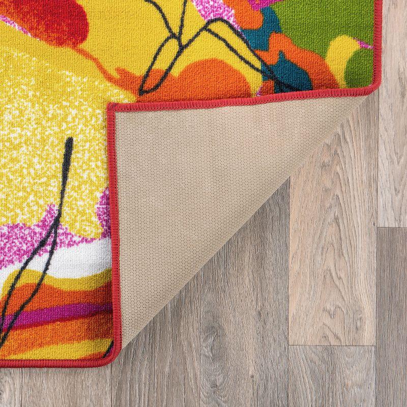 World Rug Gallery Modern Bright Flowers Non-Slip Area Rug