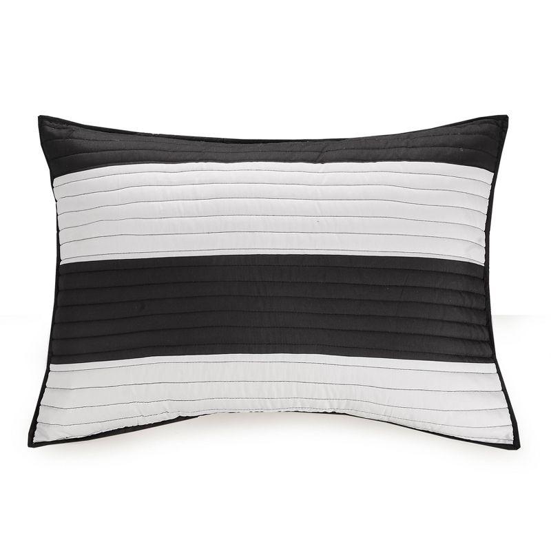 Lavelle Black/White Stripe Reversible Quilt Set