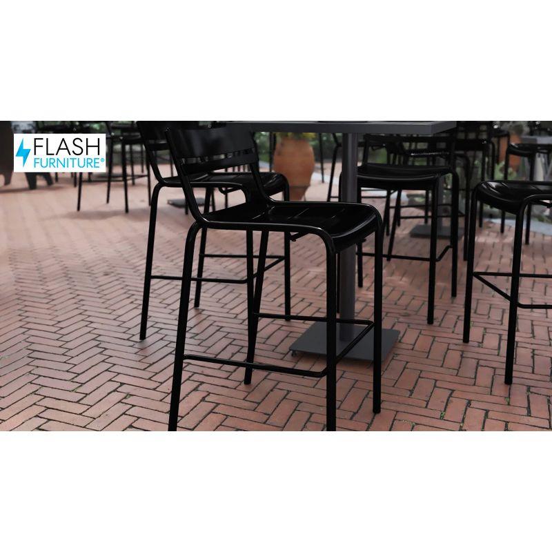 Flash Furniture Nash Commercial Grade Silver Metal Indoor-Outdoor Bar Height Stool with 2 Slats