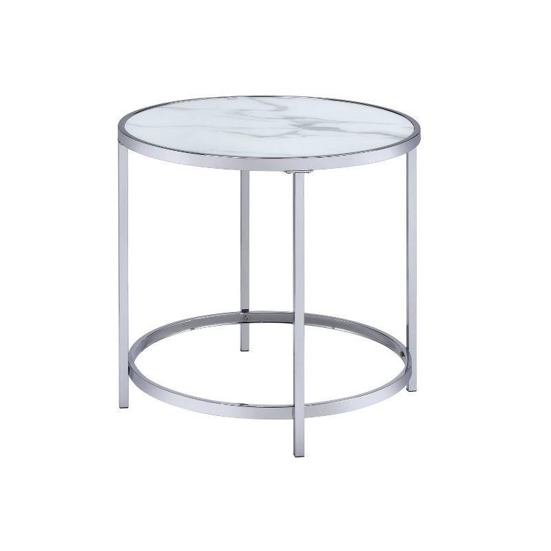 Rayne 24" Round Chrome and Glass End Table