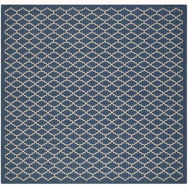 Courtyard CY6919 Power Loomed Indoor and Outdoor Area Rug - Navy/Beige - 4'x4' - Safavieh