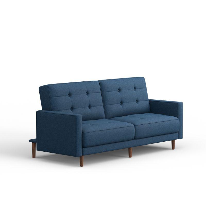 Mies 81.5" Linen Fabric Tufted Sleeper Sofa with Track Arms in Blue