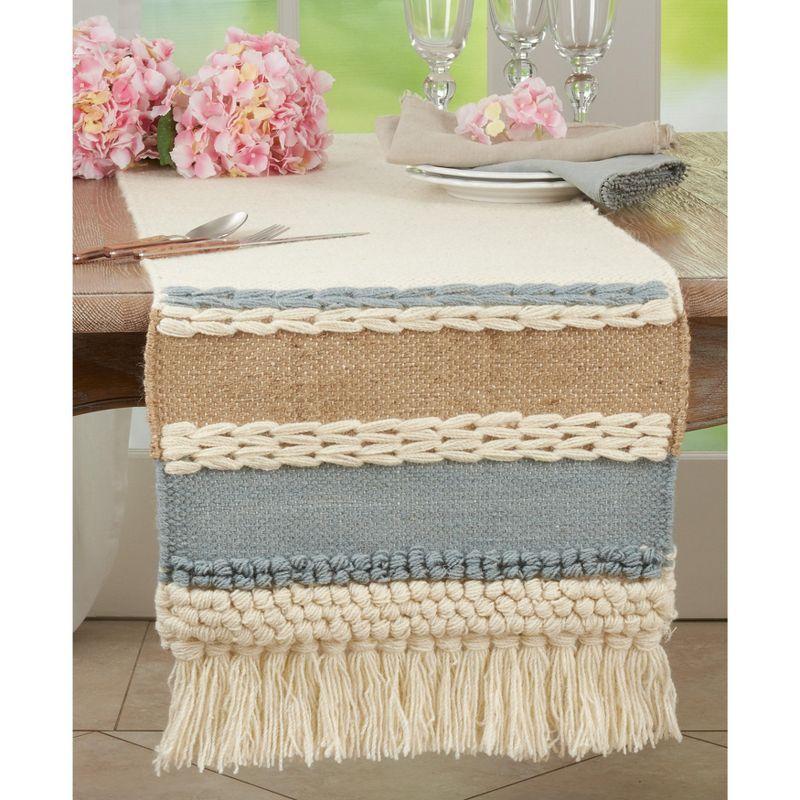 Saro Lifestyle Table Runner With Textured Boho Design, Blue, 16" x 72"