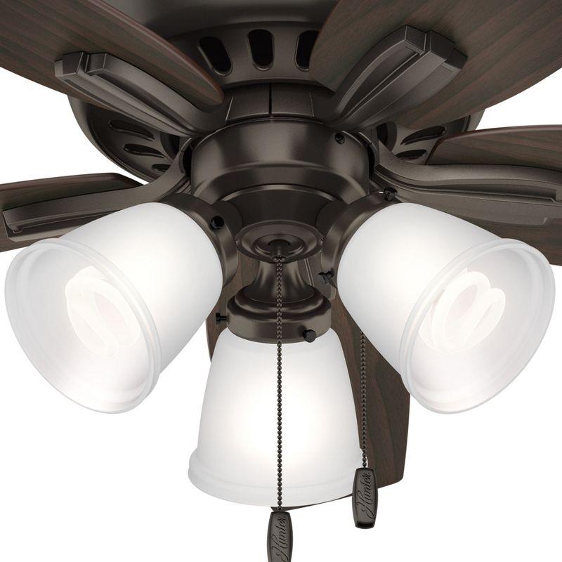 Hunter Fan Newsome 42" 5 - Blade Traditional Indoor Flush Mount Ceiling Fan with Lights and Pull Chains