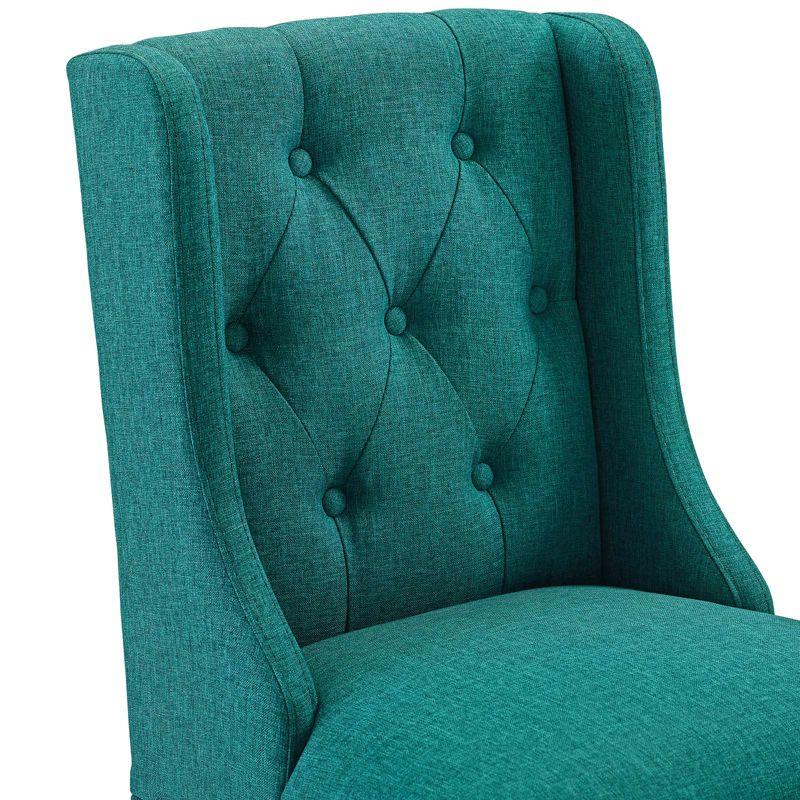 Teal Tufted Button Upholstered Wood Counter Stool