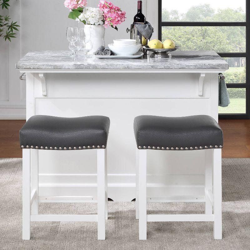 Set of 2 Zermatt Counter Height Barstools Seat White/Black - Steve Silver Co.: Upholstered, Wood Frame, Armless & Backless