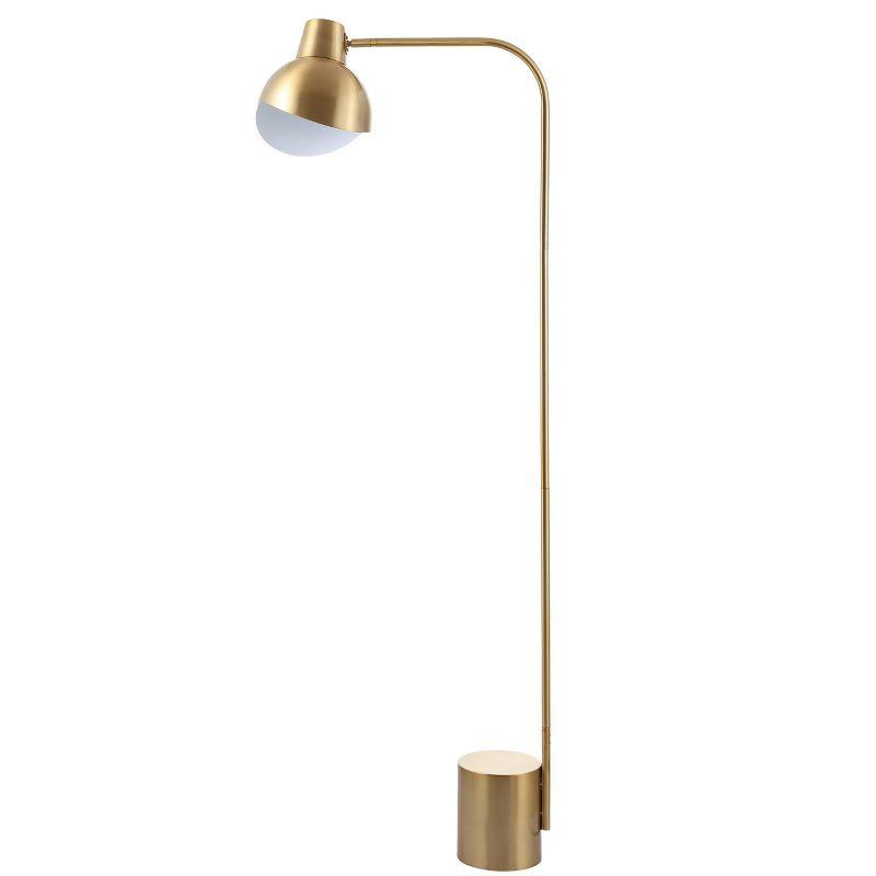 Violetta Brass Gold Arc Floor Lamp with Globe Shade