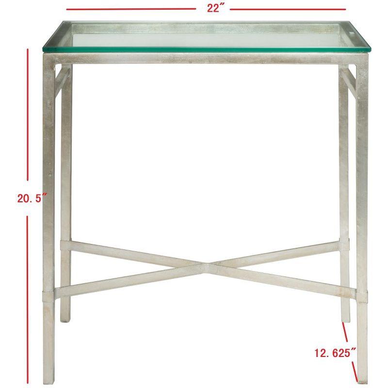 Viggo Antique Silver Glass Side Table - AMH8300B - Silver/Glass - Safavieh Couture