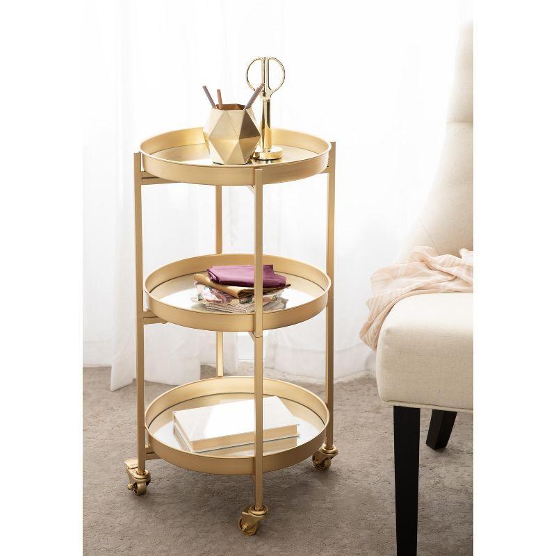 Kate and Laurel Celia Round Metal Bar Cart, 15.25x15.25x28.25, Gold