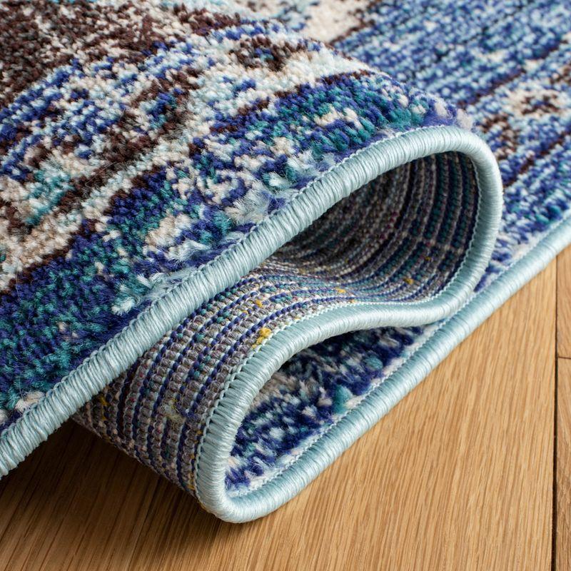 Light Blue Square Flat Woven Synthetic 54" Area Rug