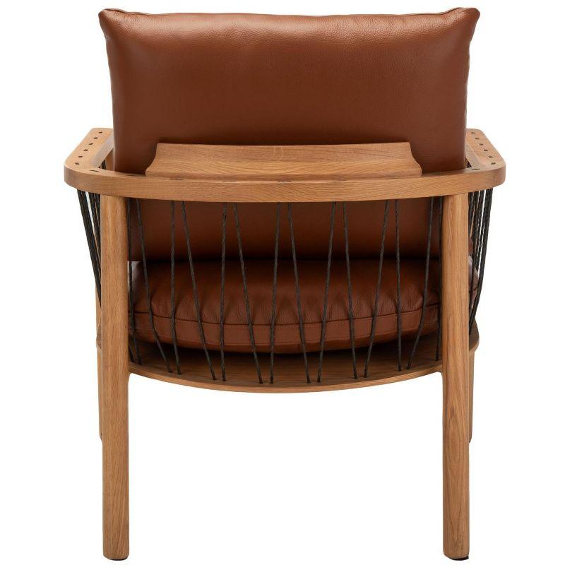 Caramel Midcentury Leather Chair - SFV4515A - Brown - Safavieh Couture