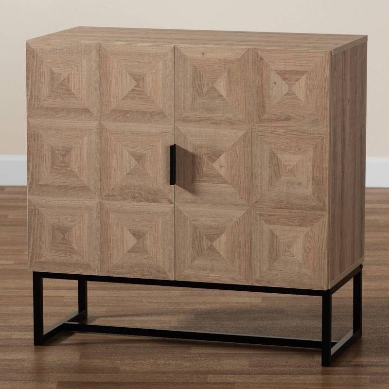 Darien Wood and Metal 2 Door Storage Cabinet Brown/Black - Baxton Studio: Modern Accent Furniture with Fixed Shelves