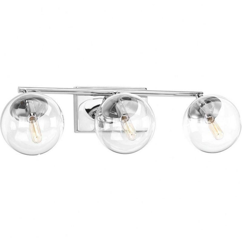 Progress Lighting Mod 3-Light Wall Light in Polished Chrome with Clear Glass Shades