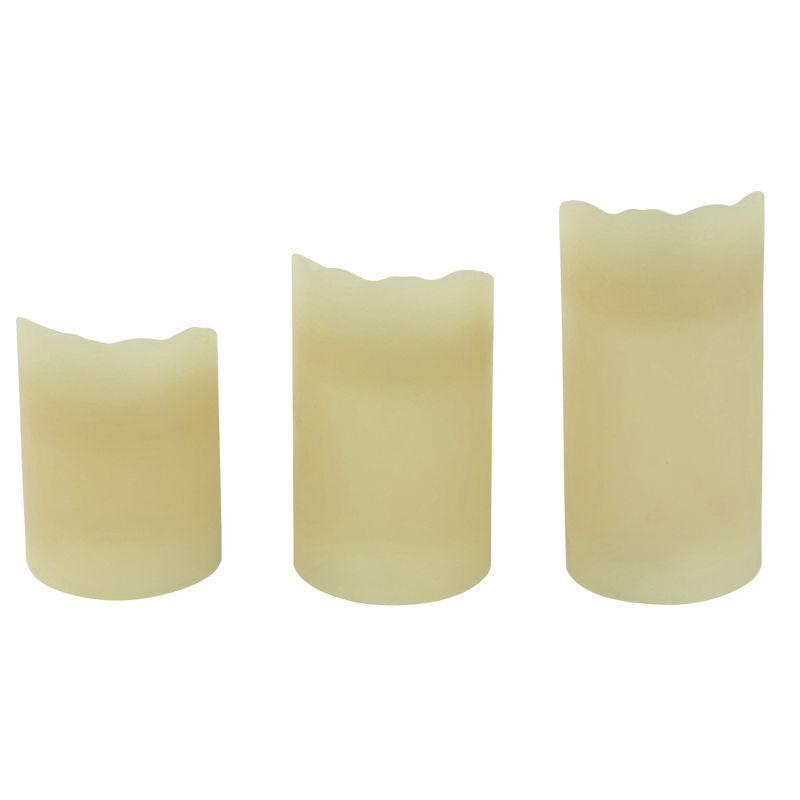 Northlight LED Operated Flameless Pillar Candles - 6" - Cream - Set of 3