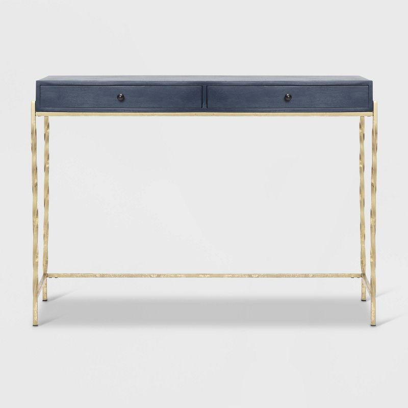 Jolie Modern Living Room Console Table Navy Blue/Gold - Adore Decor: Chic 2-Drawer Design, Glossy Finish, Metal Frame