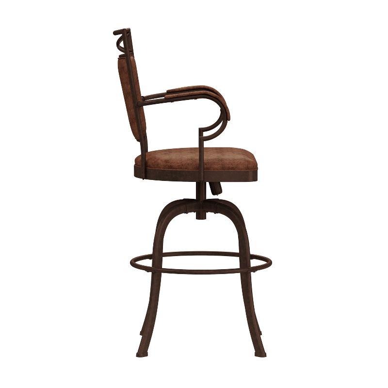 Bridgetown Tilt Base Barstool - Aged Bronze - Hillsdale Furniture: 360 Swivel, Metal Frame, Faux Leather Upholstery