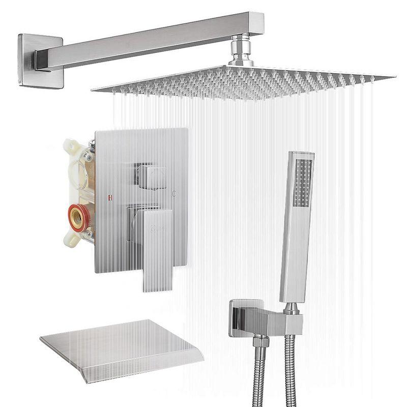 Brushed Nickel 10-Inch Rain Shower System with Handheld and Valve