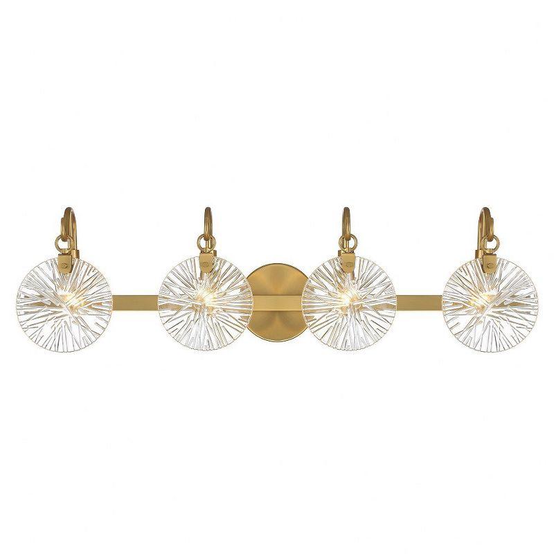 Warm Brass 4-Light Bathroom Vanity with Clear Starburst Glass Shades