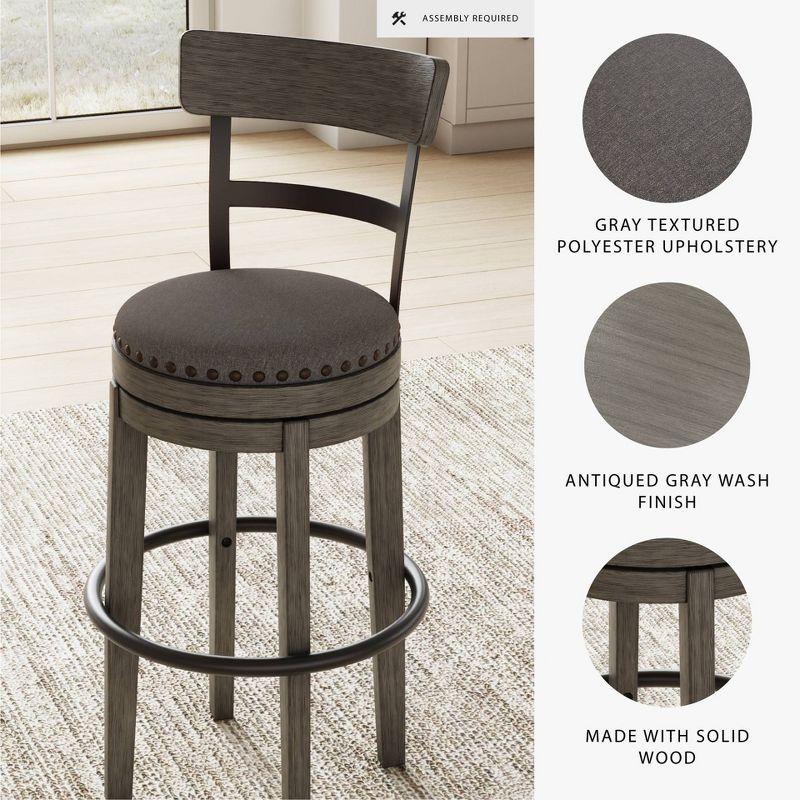 Caitbrook Barstool Gray - Signature Design by Ashley: Antiqued Finish, Swivel, Nailhead Trim