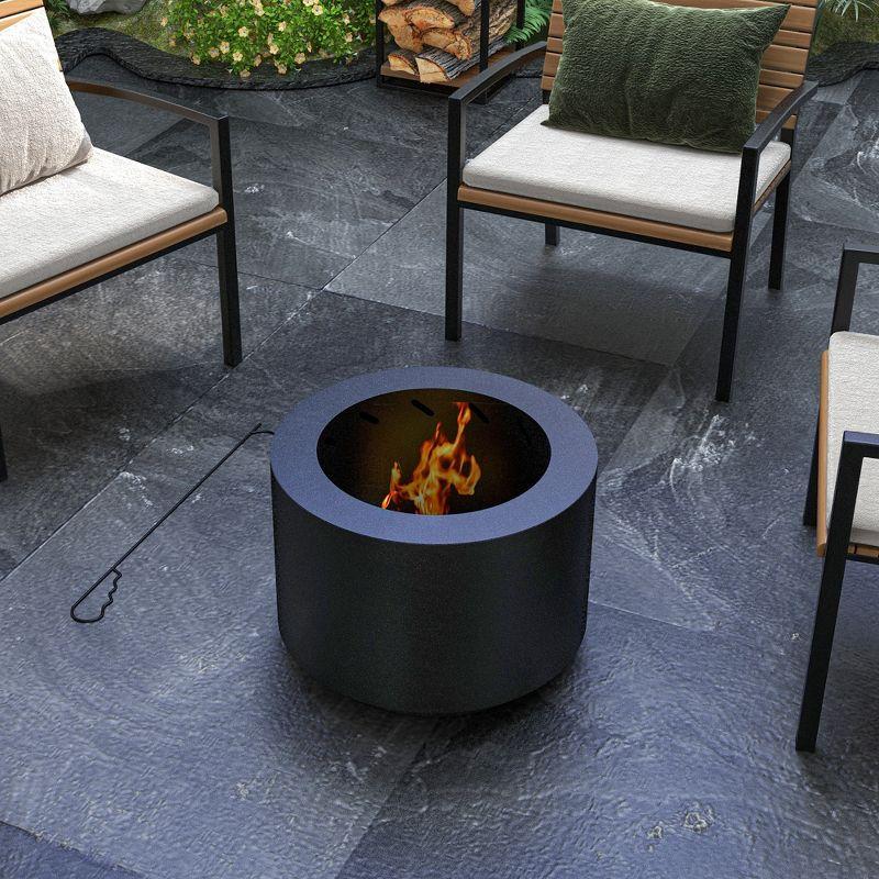 SHANRUGUOJI Outsunny Smokeless Fire Pit, 19" Portable Wood Burning Firepit With Poker, Low Smoke Camping Bonfire Stove For Backyard Patio Picnic, Stainless Steel
