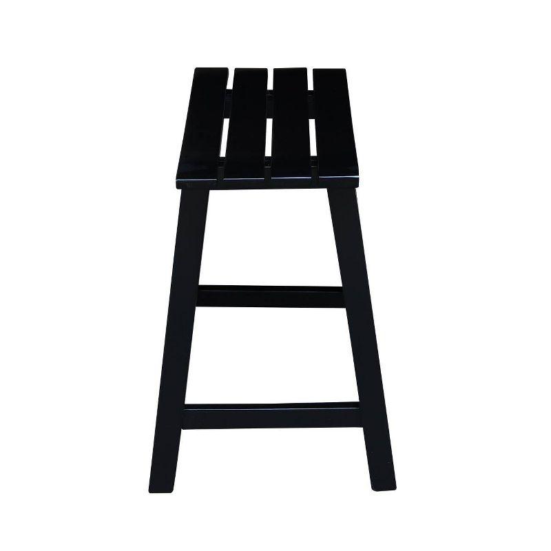 18" Slat Seat Counter Height Barstool Black - International Concepts: Rubberwood, Backless