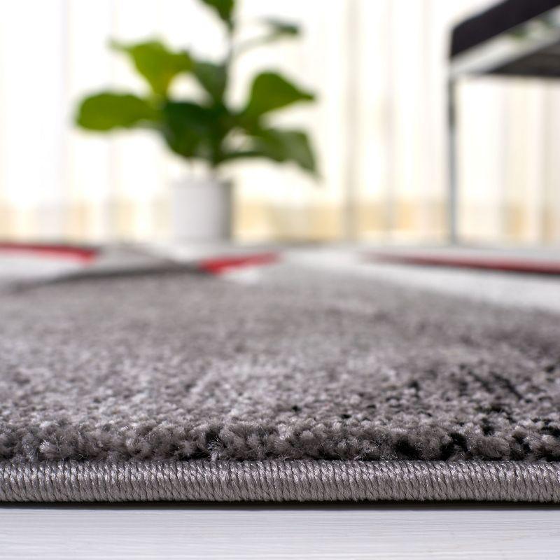 Hollywood HLW710 Machine Made Accent Rug - 2'7"x5' - Grey/Red - Safavieh