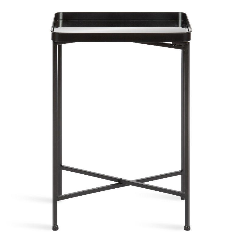 Celia 26'' Black Metal and Mirrored Glass Modern Side Table