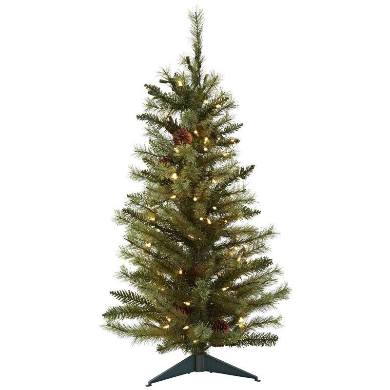 3ft White Pine Pre-Lit Artificial Christmas Tree with Clear Lights