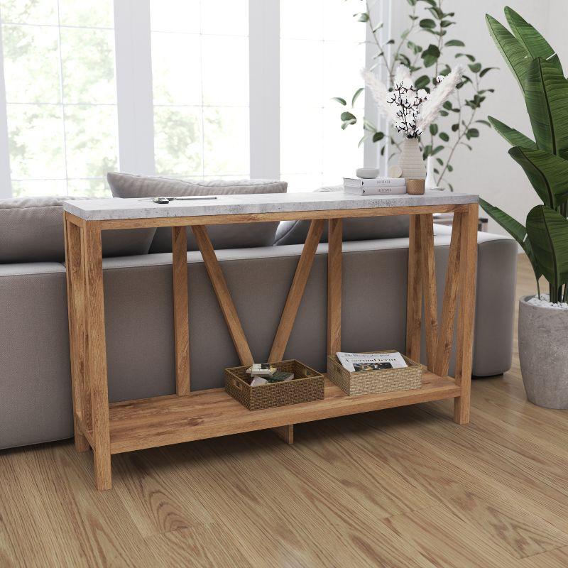 Merrick Lane Modern Farmhouse Engineered Wood Sofa Table with Wood Bracing and Lower Shelf